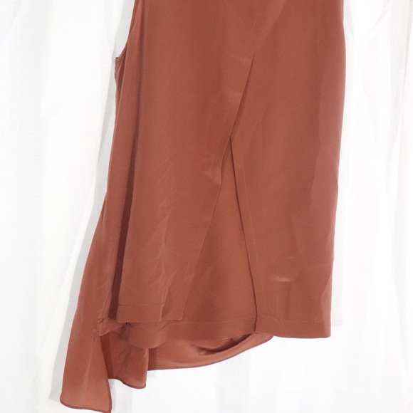 Trouvé brown Silk asymmetrical flowy blouse - Picture 6 of 9